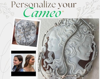 Personalised portrait cameo, cameo necklace, custom necklace, anniversary gift, made in Italy, personalised handmade gift, wedding, bridal