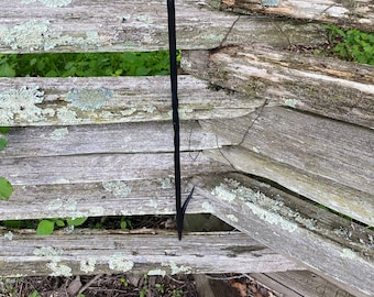 Hand forged fireplace poker, barbed end