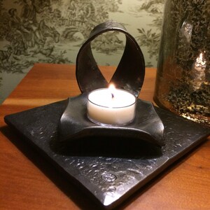 Hand forged remembrance memory votive, candle holder