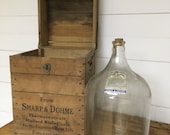 Antique Sharp Dohme medicine jug with original wood crate