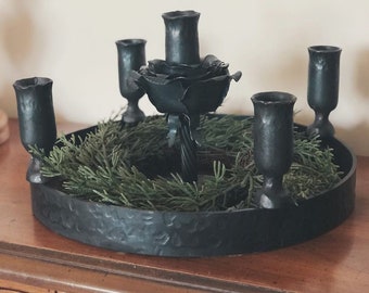 Advent wreath five candle holder, Iron rose Advent wreath