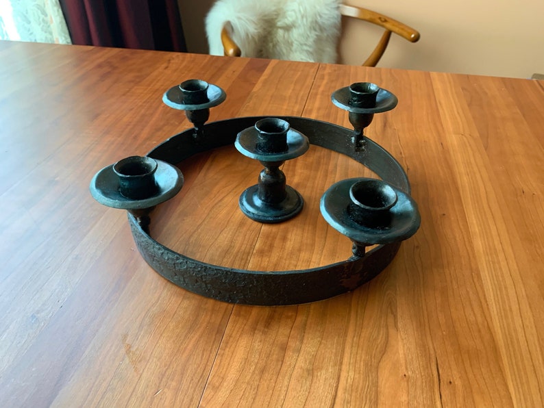 Five Candle Advent Wreath Candle Holder With Custom Candle Etsy