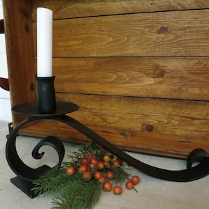Made to order- Hand forged candle scroll, iron candlestick stand