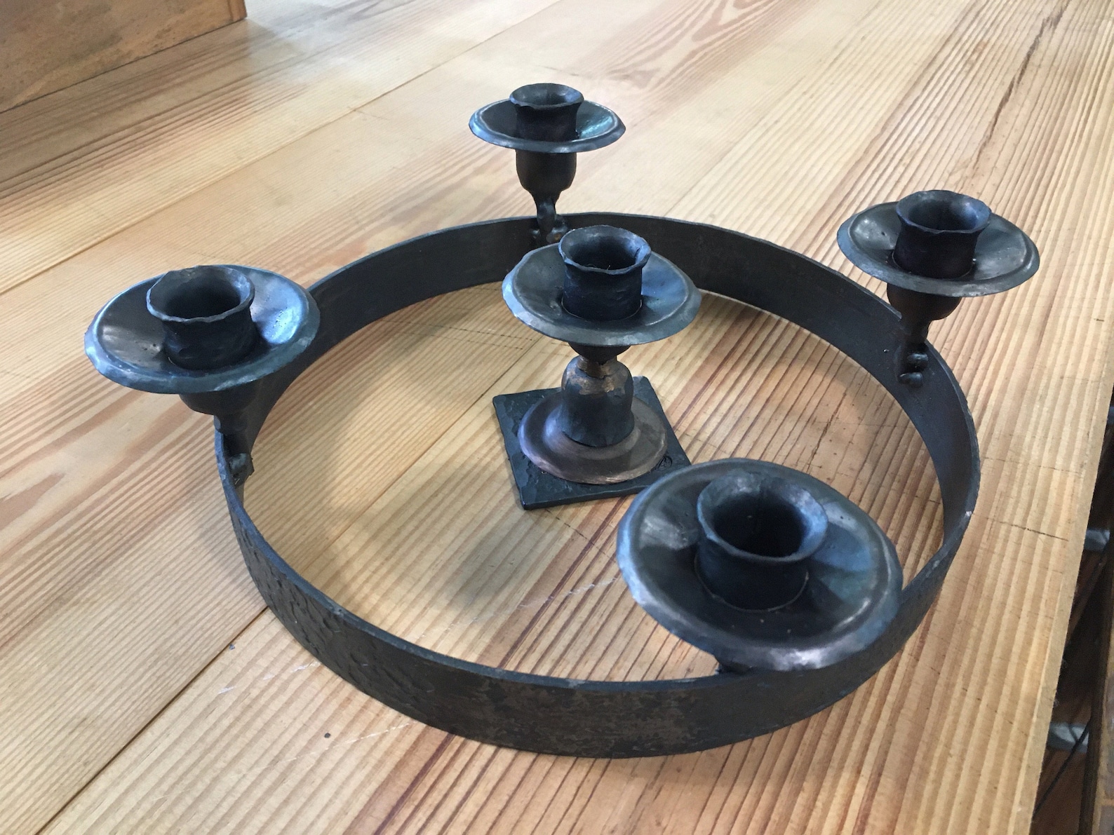 Five Candle Advent Wreath Candle Holder With Custom Candle Etsy