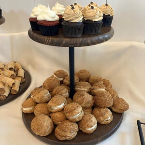 Wood tiered cupcake stands, round dessert display stands