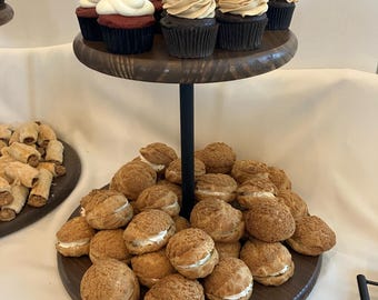 Wood tiered cupcake stands, round dessert display stands