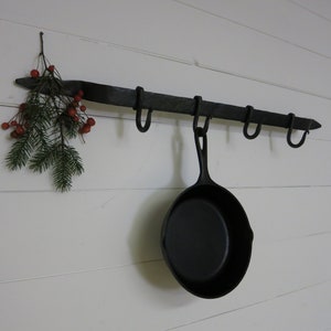 Made to order- Forged iron kitchen pot rack, pot hanger, blacksmith pan hooks