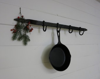 Made to order- Forged iron kitchen pot rack, pot hanger, blacksmith pan hooks