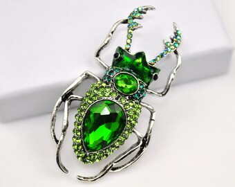 Rhinestone Beetle Brooch Pin - Enamel Insect Jewelry For Women | Small Bug Brooch For Lapel, Shawl, Blouse