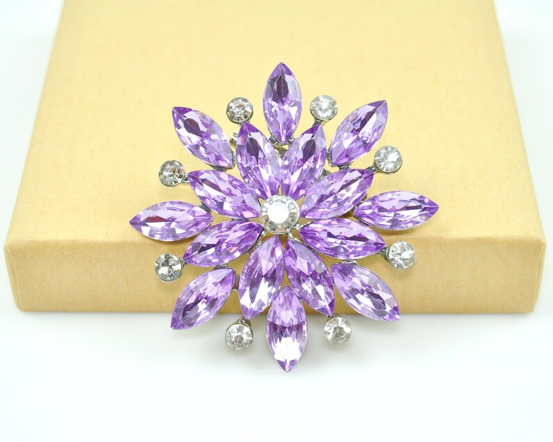 Lilac Rhinestone Flower Brooch Light Purple Crystal - Etsy UK
