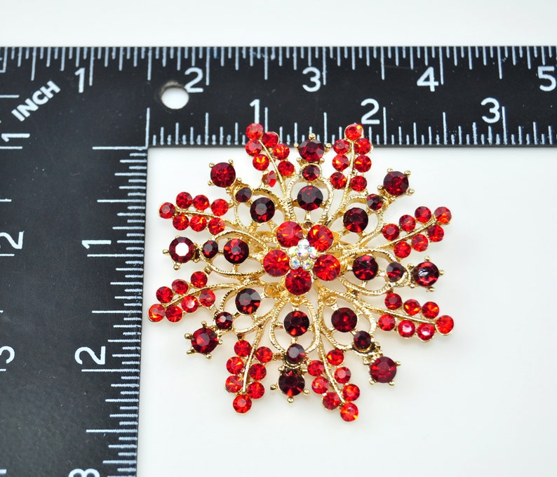 Red Brooch Shades of Red Crystal Rhinestone Brooch Jewelry Etsy