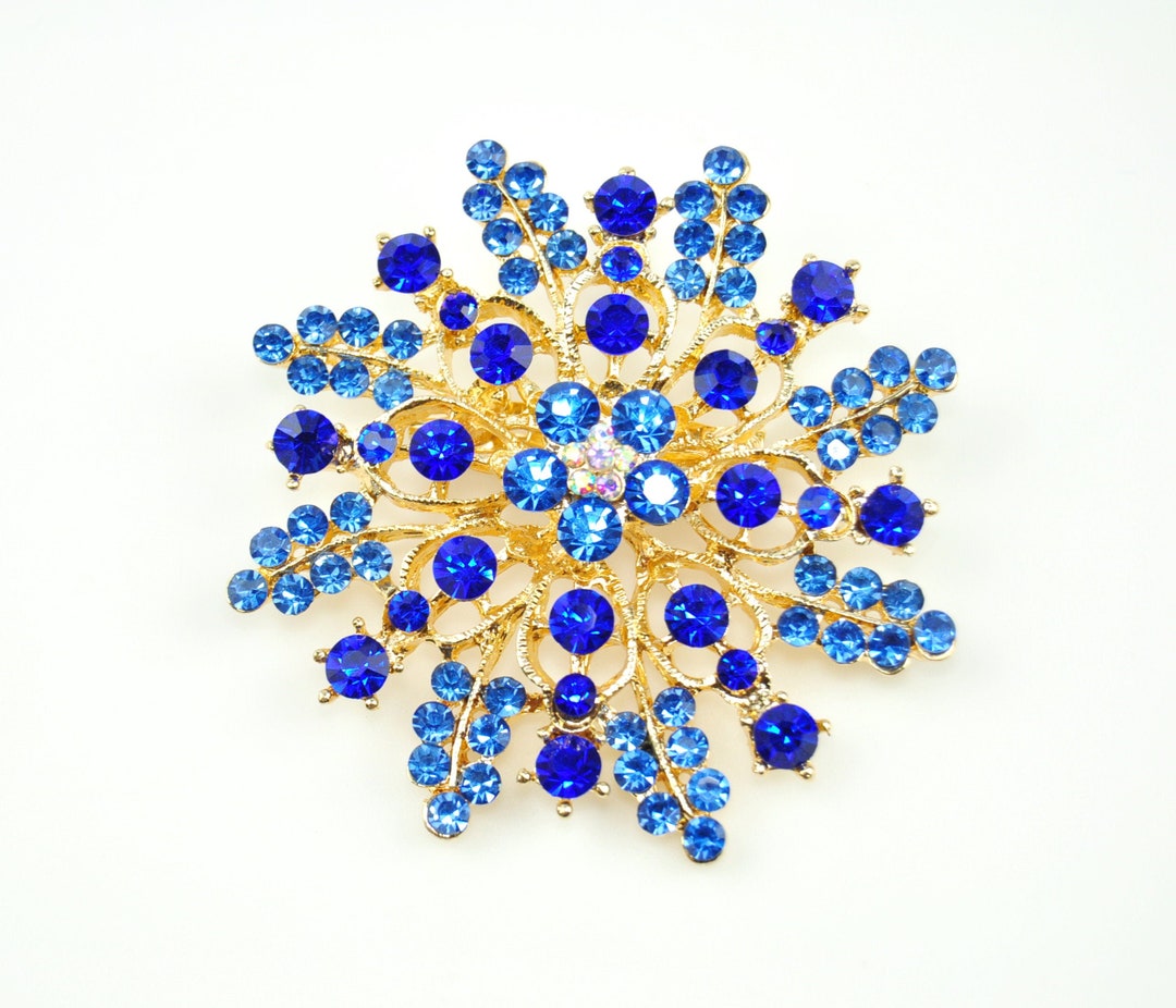 Blue Brooch Shades of Blue Rhinestone Brooch Bridal Etsy Italia