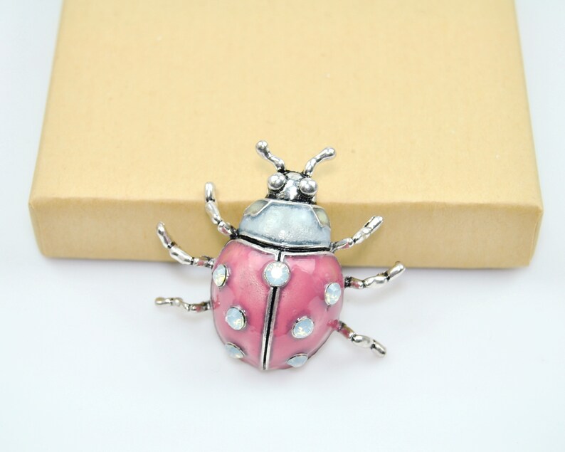 Ladybug Brooch Large Lady Bug Jewelry Embellishment Pink Etsy