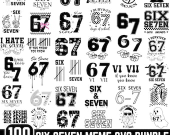 Six Seven Birthday SVG ,67 Birthday Retro PNG , Kids Birthday Meme Clipart | Seven Year Old Birthday Shirt Design for Cricut & Silhouette.