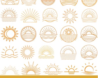Sun Svg, Sunrise Svg, Sunshine Svg, Sunset Svg, Summer Sun Svg, Sunrise Clipart, Sun Vector, Sun Silhouette, Files Cricut, Instant Download