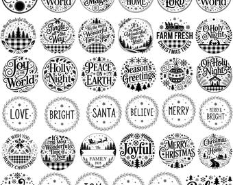 Christmas Ornament Svg Bundle, 60 Round Christmas Ornaments Svg, Merry Christmas Svg, Holiday Ornament Designs, Cut Files Cricut