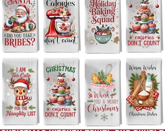 Paquete de imágenes PNG de paños de cocina navideños divertidos, paños de cocina para sublimación, lindos paños de cocina navideños, paños de cocina con frases navideñas digitales
