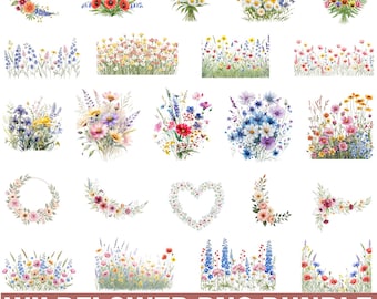 Wildflower Png, Flower Png,Spring Png,Flower Bouquet png,Botanical png,Flower Meadow png,Flower Border png,Nature png,Cricut & Silhouette