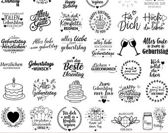 German Birthday Plotter File Svg Bundle, Birthday Sayings, German Svg, Birthday Svg, Birthday Quotes, Birthday Shirt Svg, Cricut Cut Files