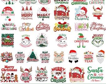 Paquete de imágenes PNG de Feliz Navidad, imágenes PNG de Feliz Navidad, imágenes PNG de Papá Noel, paquete de Navidad, diseños de sublimación, descarga digital