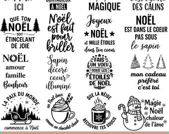 Joyeux Noël Svg Bundle, French Christmas Quote Designs, Funny Xmas Designs, Novel Svg, Holiday Sublimation Svg, Typography Svg,  For Cricut