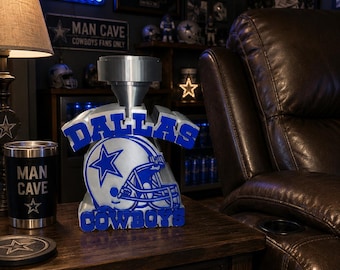 Texas football fan  Lamp Base, Custom Football Lamp Stand, LED Night Light Base, Cowboys Fan Gift, Man Cave Decor