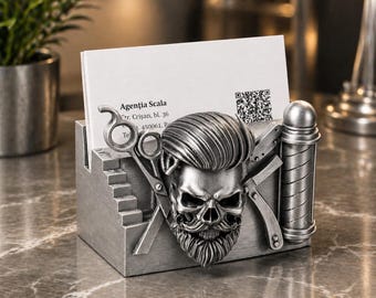 Skull Barber Business Card Holder