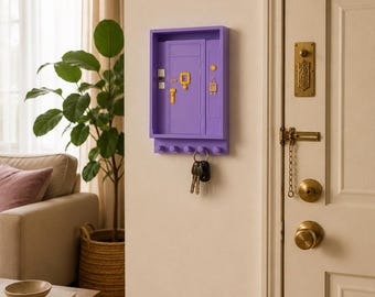 Friends Inspired Purple Door Key Holder | Wall Mounted Key Rack | Entryway Organizer | Housewarming Gift | Front Door Key Hanger