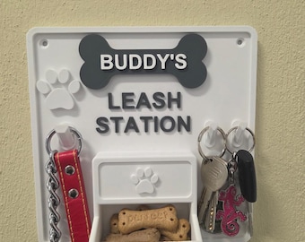 Personalized Dog Leash Station, Custom Dog Name Sign, Pet Organizer, Dog Treat Holder, Entryway Leash Holder, Dog Lover Gift