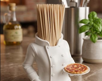 Pink Chef Toothpick Holder | Funny Kitchen Toothpick Dispenser | Countertop Toothpick Container | Chef Kitchen Decor | Housewarming Gift
