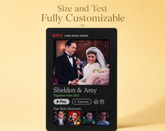 Personalized Netflix Inspired Photo Frame, Custom Couple Picture Frame, Anniversary Gift for Him and Her, Relationship Keepsake, Wall Decor