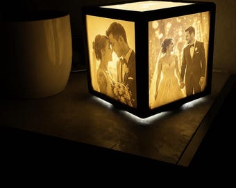 Personalized Lithophane Light Box Lamp | Custom Photo Night Light | Memorial, Family, Wedding, Baby & Pet Keepsake Gift
