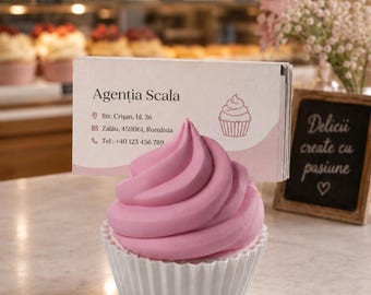 Cupcake Business Card Holder | Bakery Desk Decor, Pastry Display Stand