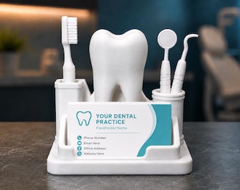 Dental Office Business Card Holder | Tooth Desk Organizer, Tool Display