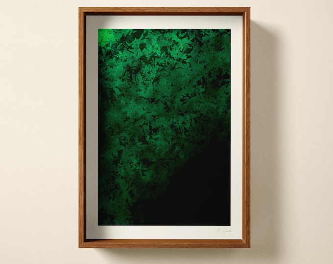 Emerald Ivy Botanical Art Print: Hand Printed Wall Art, Green Home Decor
