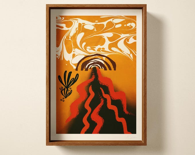 Marbled Sky, Abstract Landscape Art Print: Hand Printed Wall Art, Statement Piece