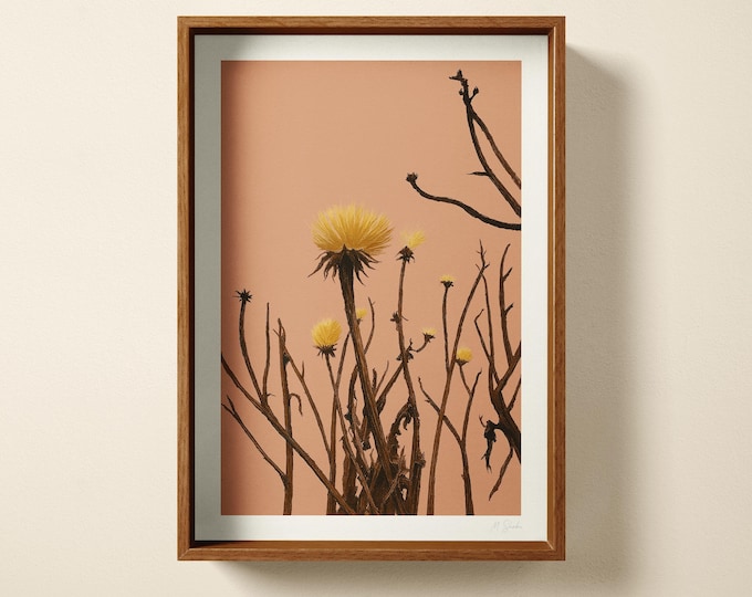 Wildflower Pink Botanical Art Print: Hand Printed Wall Art, Minimalist Home Decor
