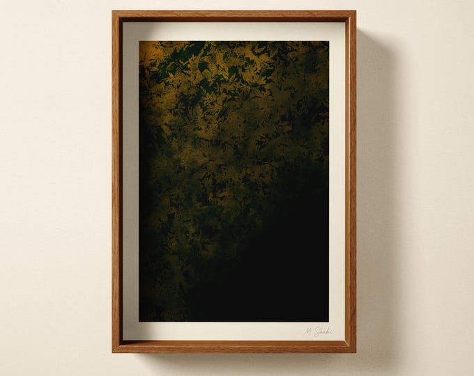Green Ivy Botanical, Moody Art Print: Abstract Hand Printed Wall Art