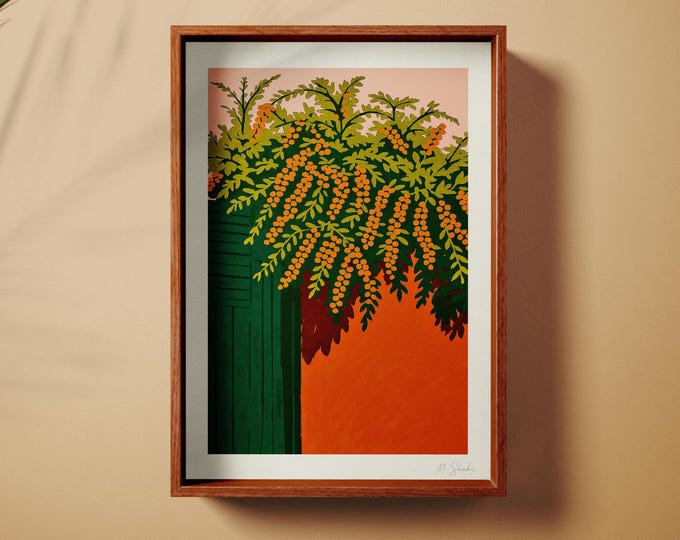 Featured listing image: Midcentury Modern Abstract Wall Art: Terracotta Autumnal Garden, Giclée Print on Hahnemühle