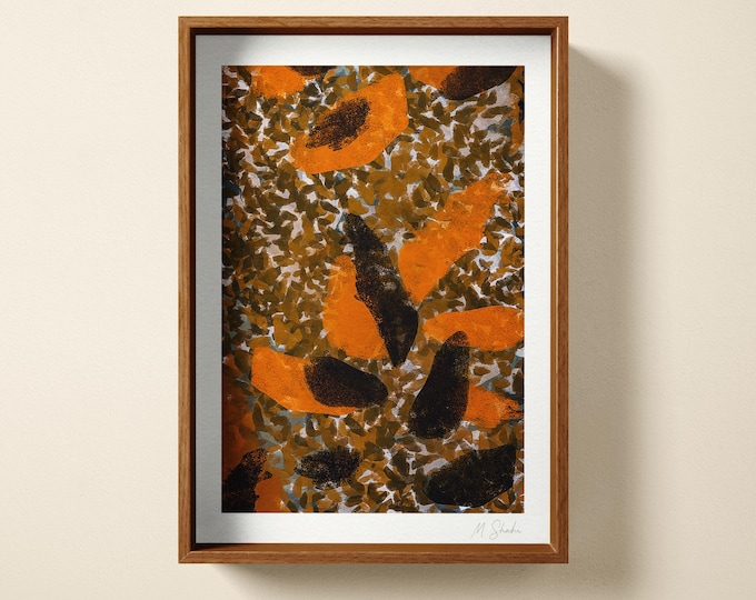 Autumn Foliage, Modern Mid Century Art Print: Hand Printed Fall Wall Art