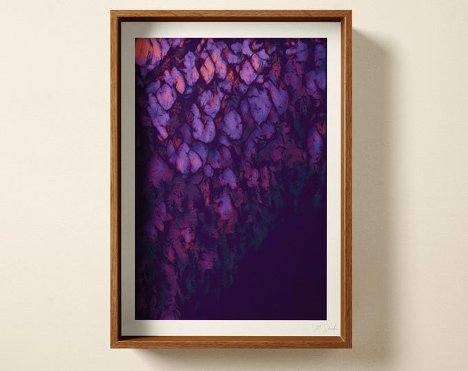 Purple Ivy Botanical Art Print: Violet, Moody Mid-Century Modern Wall Art
