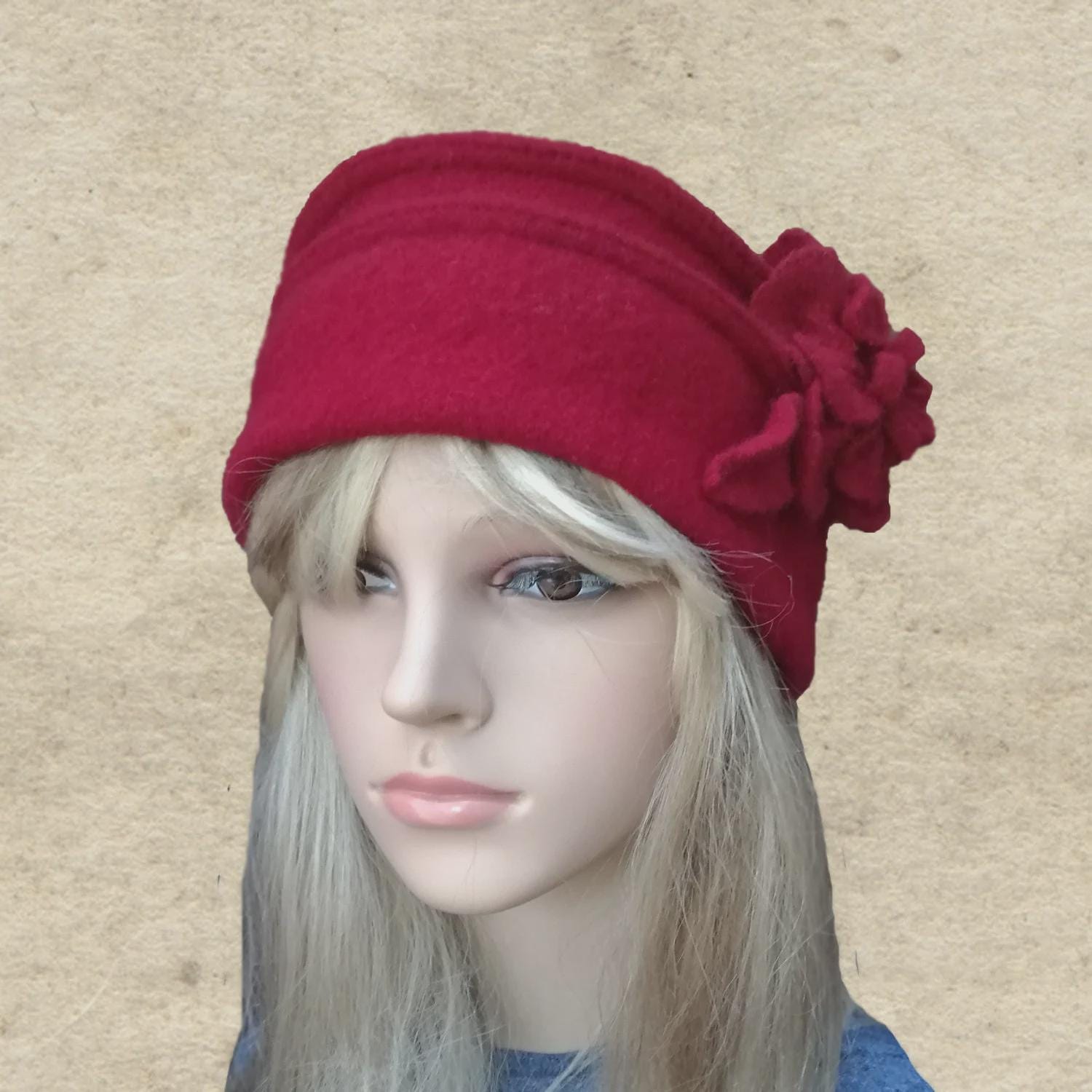 Gorgeous Red Wool Cloche in classic vintage style - NWOT Vintage Red Wool Felt Cloche Hat: Elegant City Wear - Etsy main image 3
