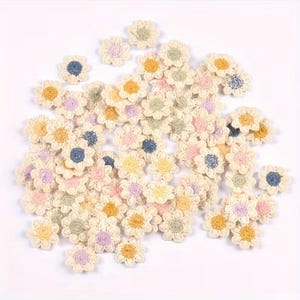 10 Gänseblümchen-Patches Ø 2 cm Mini Spitzenblumen gehäkelt, Applikationen für Hut Kleidung Nähzubehör Kopfbedeckung Dekoration Taschen usw.