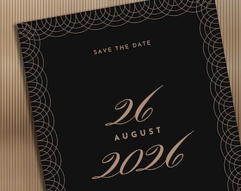 Elegant Wedding Invitation Suite, Royal Gray, Classic Design (Canva Template)