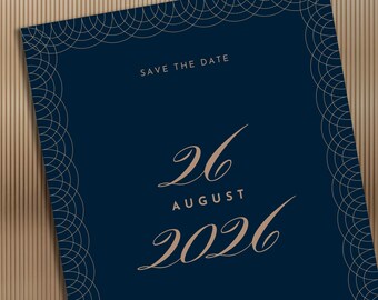 Elegant Wedding Invitation Suite, Classic Save The Date Card (Canva Template)