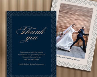 エレガントな結婚式招待状セット、クラシックな文房具（Canvaテンプレート）