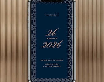 Elegant Wedding Invitation Suite, Luxury Save The Date Card (Digital)