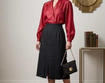 Vintage Japanese 2 Piece Set SODAI Pinstripe Blouse and LOBIIE Pleated Midi Skirt Retro Aesthetic Size M L