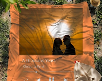 Gepersonaliseerde muziekdeken, aangepaste fotodeken, huwelijksverjaardagscadeaus, deken met je favoriete nummer, cadeaus voor stellen, Valentijnsdagcadeau