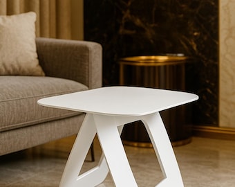 Personalized Steel Side Table: Modern Handmade Home Decor
